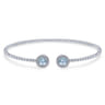 14K White Gold Round Sky Blue Topaz and Diamond Halo Bujukan Bangle - 0.16 ct