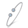 14K White Gold Round Sky Blue Topaz and Halo Bujukan Bangle - 0.16 ct