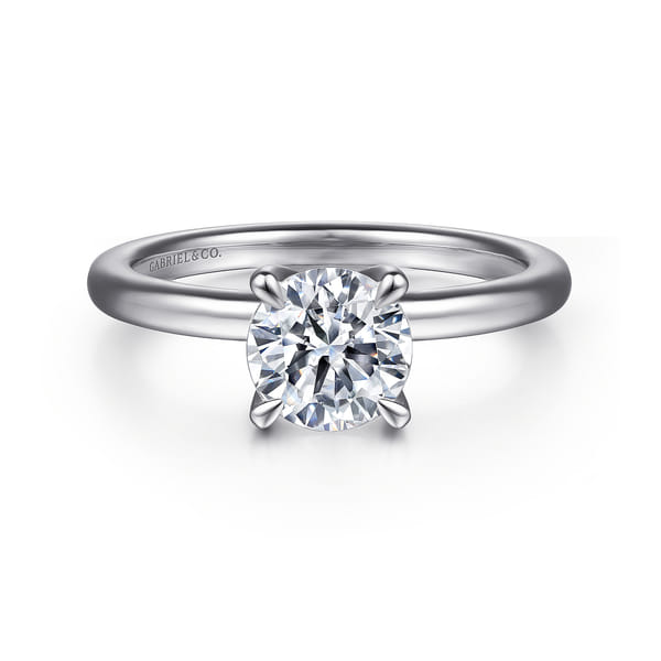 Round Solitaire Diamond Engagement Ring in White Gold