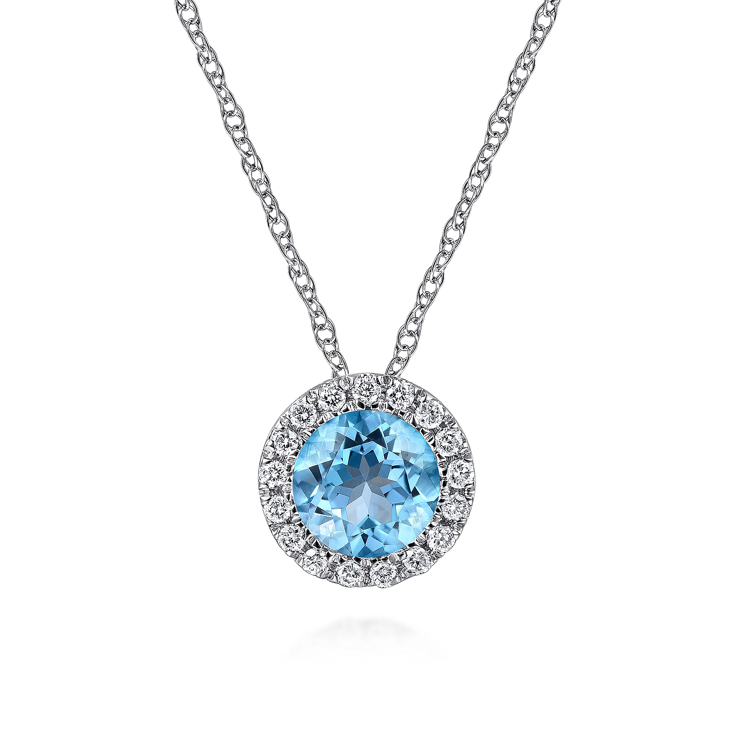 14kt White Gold hot Necklace and Pendant with Blue Topaz