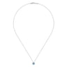 14K White Gold Round Swiss Blue Topaz and Diamond Halo Pendant Necklace - 0.06 ct