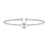 14K White Gold Round T Initial Diamond Bujukan Cuff Bracelet - 0.03 ct