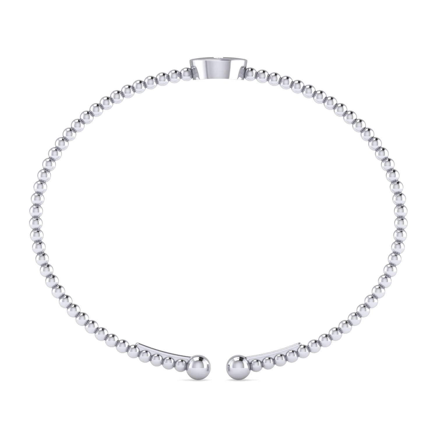 14K White Gold Round T Initial Diamond Bujukan Cuff Bracelet - 0.03 ct - Shot 3