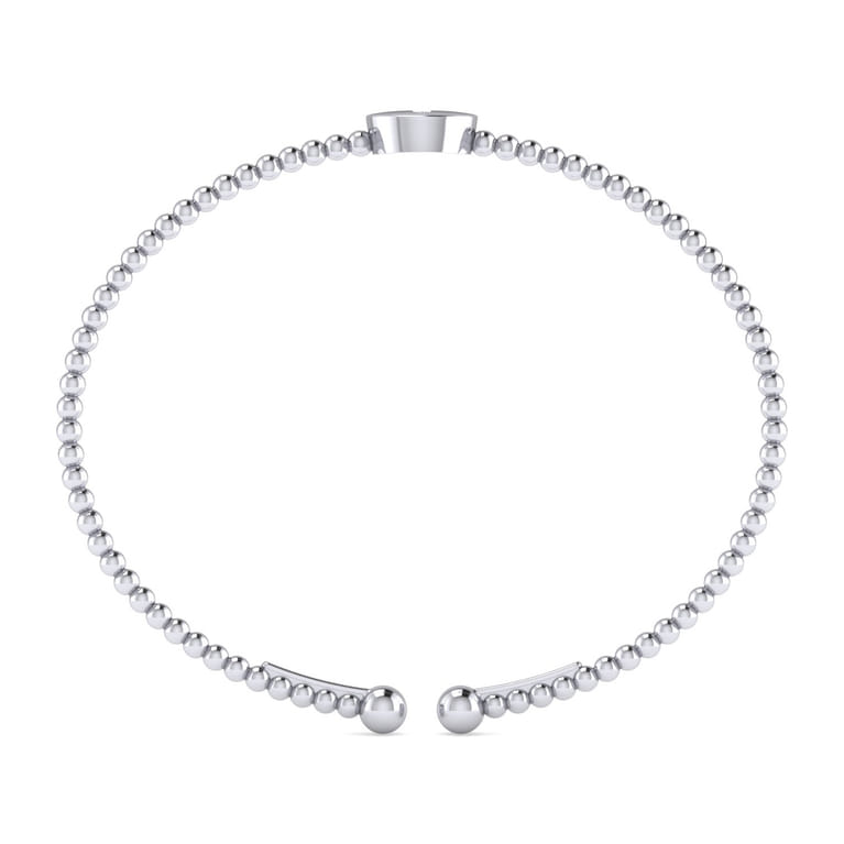 14K White Gold Round T Initial Diamond Bujukan Cuff Bracelet - 0.03 ct - Shot 3