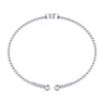 14K White Gold Round T Initial Diamond Bujukan Cuff Bracelet - 0.03 ct