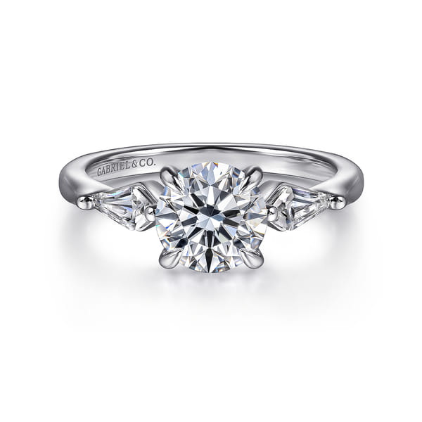 Round Three Stone Diamond Engagement Ring in White Gold