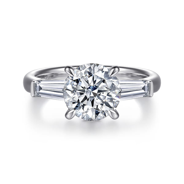 Round Three Stone Diamond Engagement Ring in White Gold