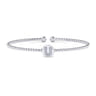 14K White Gold Round U Initial Diamond Bujukan Cuff Bracelet - 0.04 ct