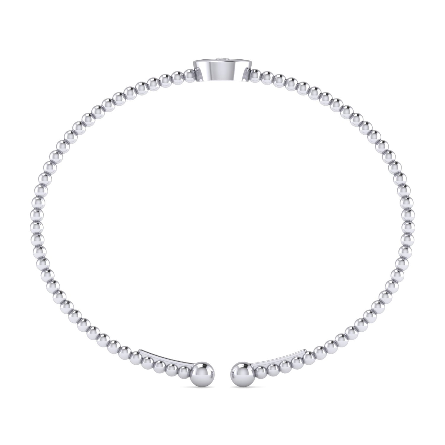 14K White Gold Round U Initial Diamond Bujukan Cuff Bracelet - 0.04 ct - Shot 3