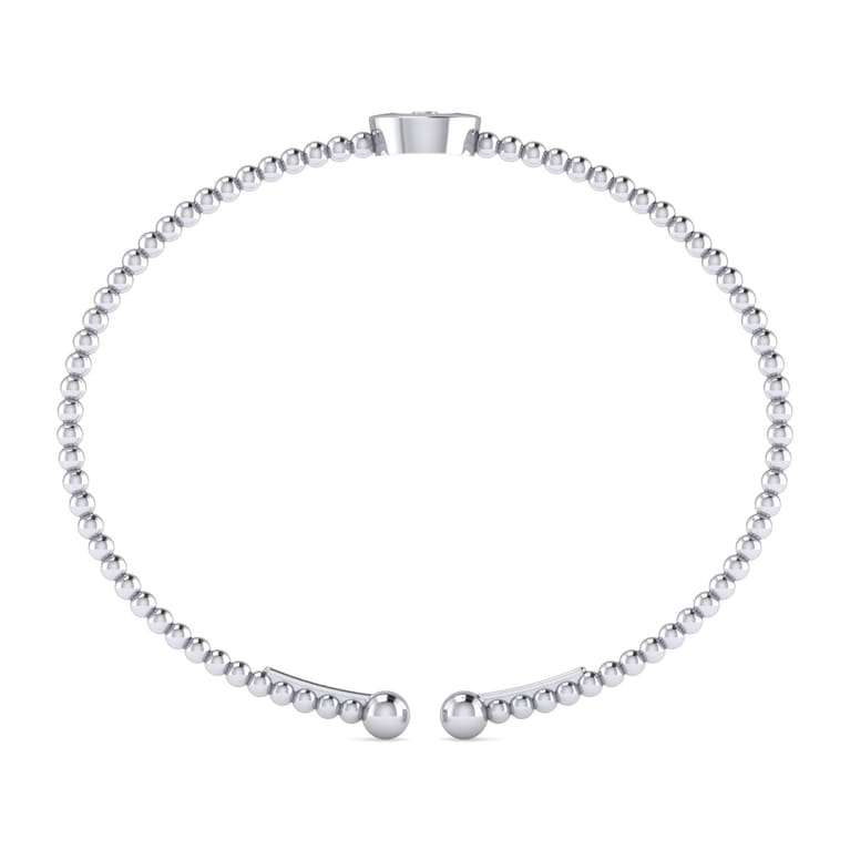 14K White Gold Round U Initial Diamond Bujukan Cuff Bracelet - 0.04 ct - Shot 3