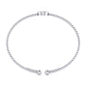 14K White Gold Round U Initial Diamond Bujukan Cuff Bracelet - 0.04 ct