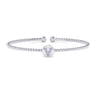 14K White Gold Round V Initial Diamond Bujukan Cuff Bracelet - 0.04 ct