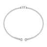 14K White Gold Round V Initial Diamond Bujukan Cuff Bracelet - 0.04 ct