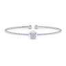 14K White Gold Round W Initial Diamond Bujukan Cuff Bracelet - 0.06 ct