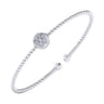 14K White Gold Round W Initial Diamond Bujukan Cuff Bracelet - 0.06 ct