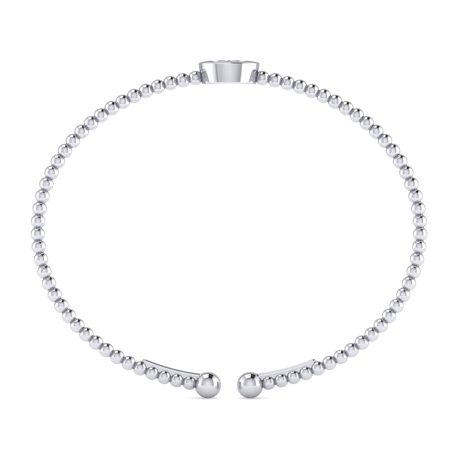 14K White Gold Round W Initial Diamond Bujukan Cuff Bracelet - 0.06 ct - Shot 3