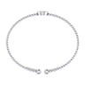 14K White Gold Round W Initial Diamond Bujukan Cuff Bracelet - 0.06 ct