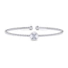 14K White Gold Round X Initial Diamond Bujukan Cuff Bracelet - 0.04 ct