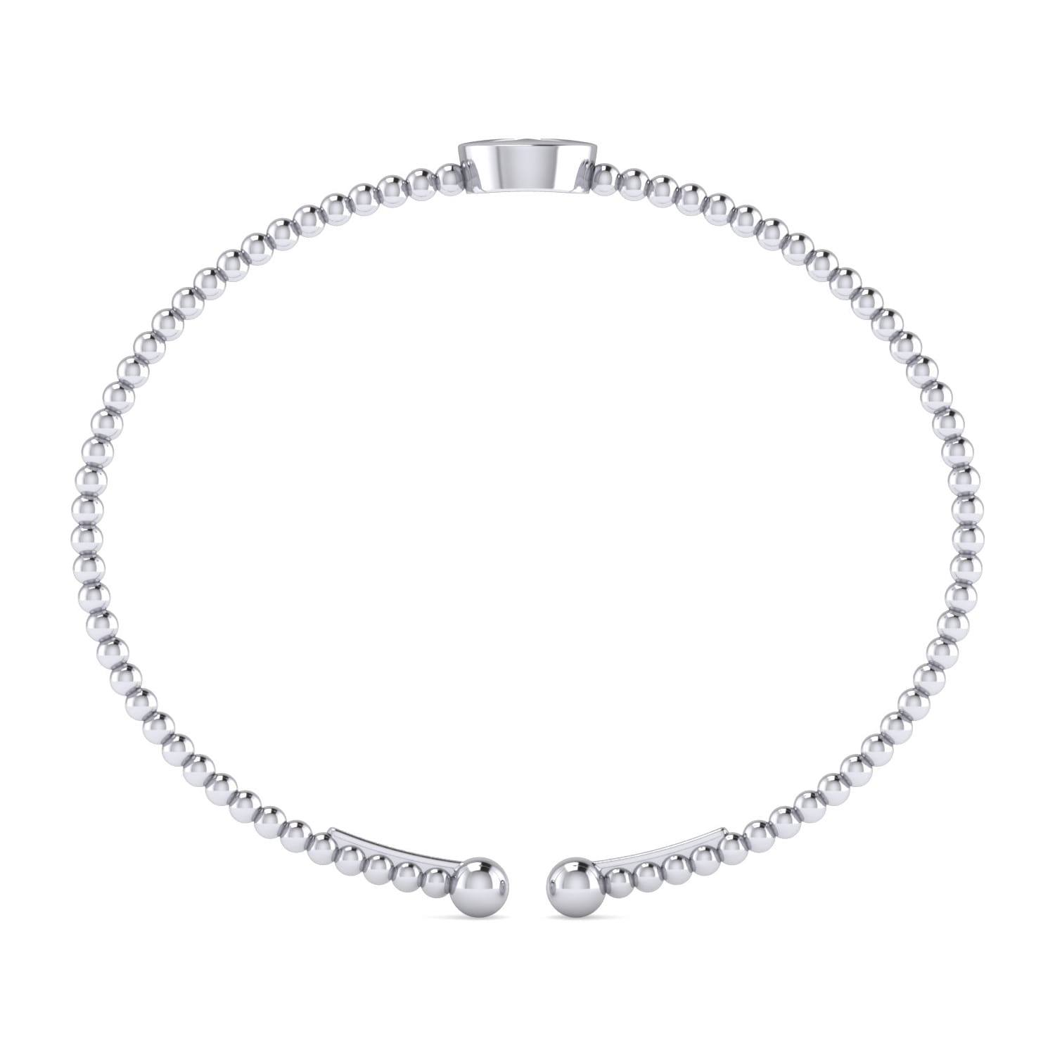 14K White Gold Round X Initial Diamond Bujukan Cuff Bracelet - 0.04 ct - Shot 3