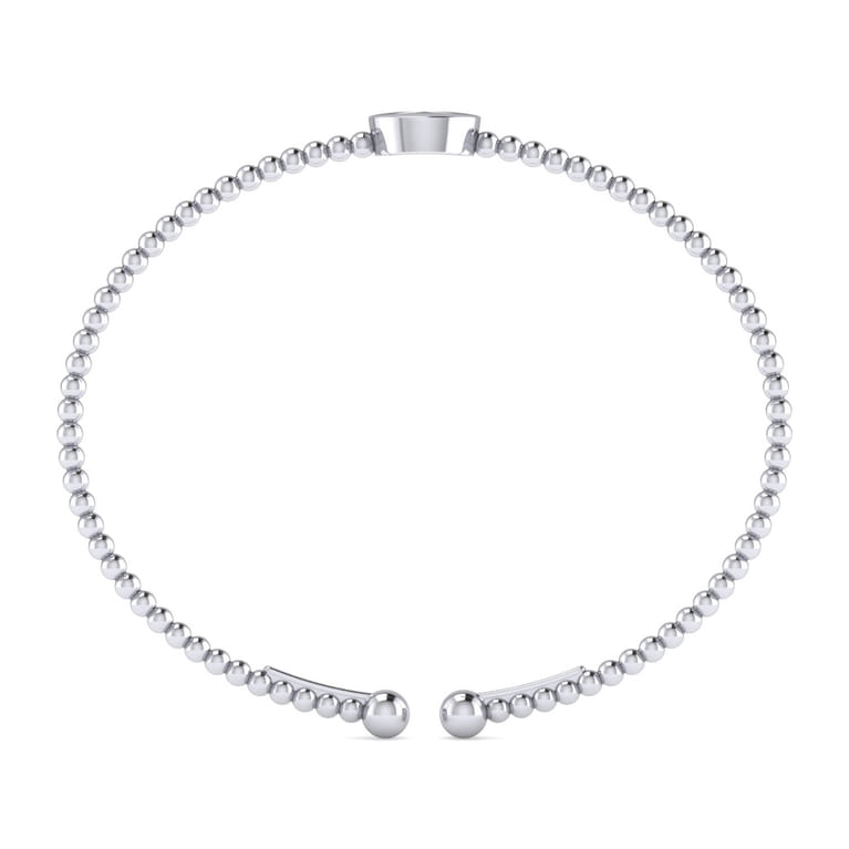 14K White Gold Round X Initial Diamond Bujukan Cuff Bracelet - 0.04 ct - Shot 3
