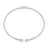 14K White Gold Round X Initial Diamond Bujukan Cuff Bracelet - 0.04 ct