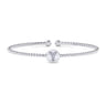 14K White Gold Round Y Initial Diamond Bujukan Cuff Bracelet - 0.03 ct