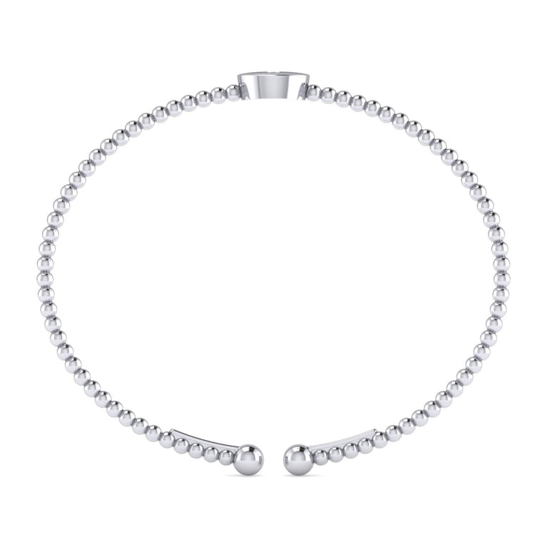 14K White Gold Round Y Initial Diamond Bujukan Cuff Bracelet - 0.03 ct - Shot 3