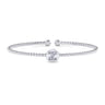 14K White Gold Round Z Initial Diamond Bujukan Cuff Bracelet - 0.05 ct