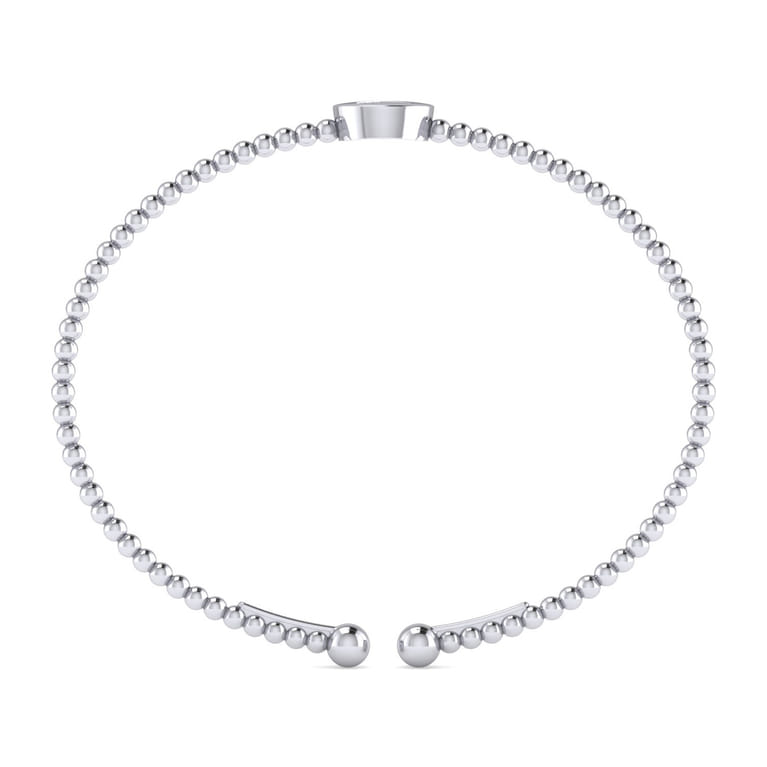 14K White Gold Round Z Initial Diamond Bujukan Cuff Bracelet - 0.05 ct - Shot 3