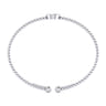 14K White Gold Round Z Initial Diamond Bujukan Cuff Bracelet - 0.05 ct