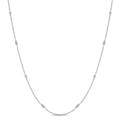 14K White Gold Round and Marquise Station Diamond Necklace