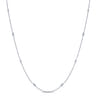 14K White Gold Round and Marquise Station Diamond Necklace - 0.15 ct