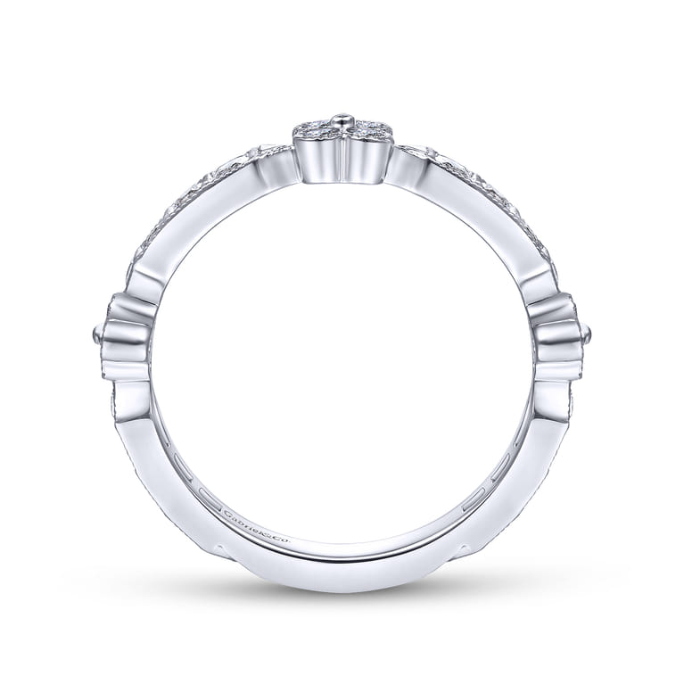 Fancy Wedding Ring in 14k White Gold with Princess Cut Natural Diamond at Gabriel & Co. - Shot 2