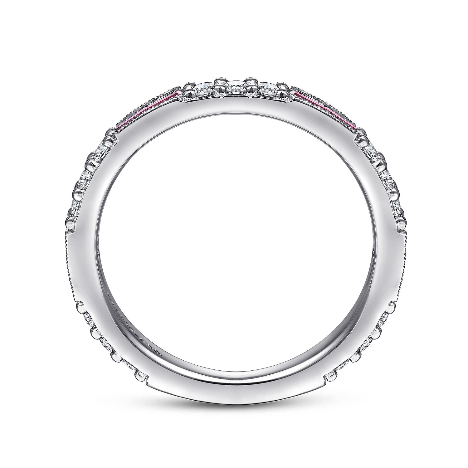 14K White Gold Ruby Baguette and Diamond Stackable Ring - 0.4 ct - Shot 2