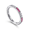 14K White Gold Ruby Baguette and Diamond Stackable Ring - 0.4 ct