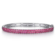 14K White Gold Ruby Bangle