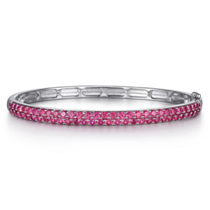 14K White Gold Ruby Bangle