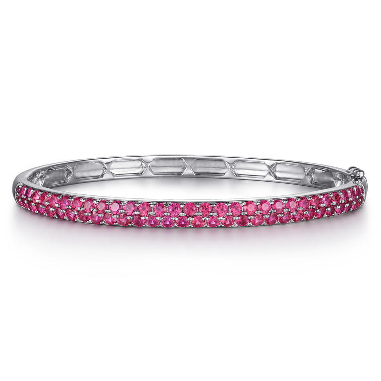 14K White Gold Ruby Bangle - Shot 1