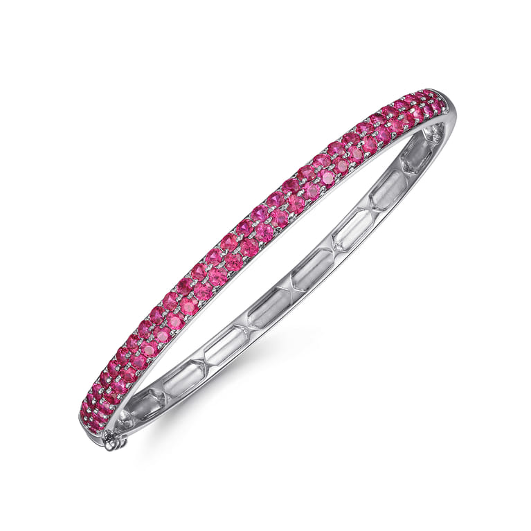14K White Gold Ruby Bangle - Shot 2