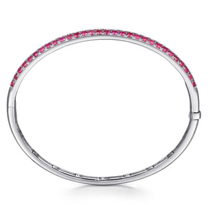 14K White Gold Ruby Bangle