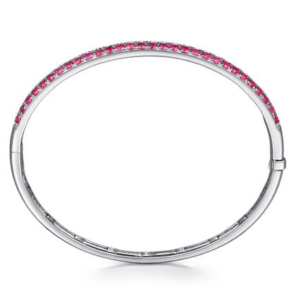 14K White Gold Ruby Bangle