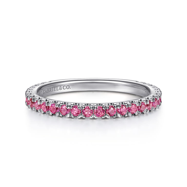 14K White Gold Ruby Stackable Ring - Shot 1