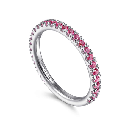 14K White Gold Ruby Stackable Ring