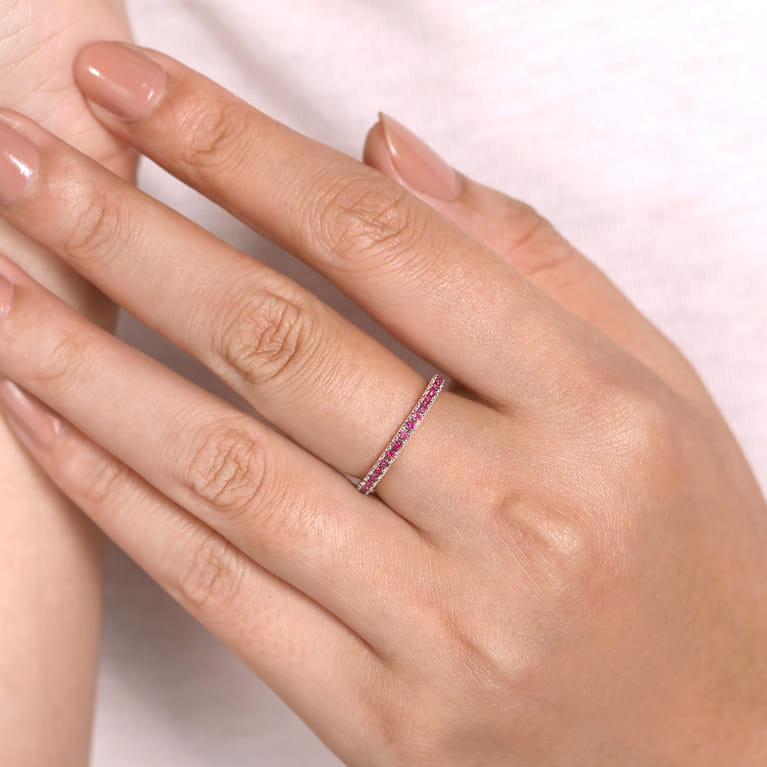 14K White Gold Ruby Stackable Ring - Shot 5