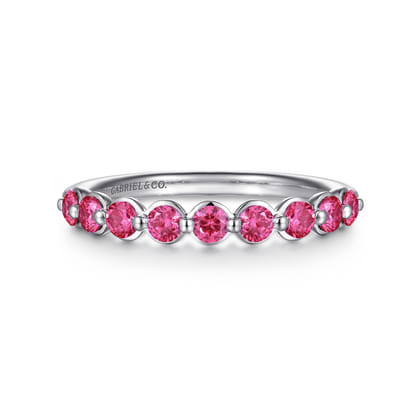 14K White Gold Ruby Stackable Ring