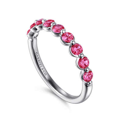 14K White Gold Ruby Stackable Ring