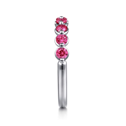 14K White Gold Ruby Stackable Ring