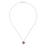 14K White Gold Ruby and Diamond Clover Pendant Necklace - 0.09 ct