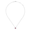 14K White Gold Ruby and Diamond Halo Floral Pendant Necklace - 0.14 ct
