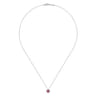 14K White Gold Ruby and Diamond Halo Pendant Necklace - 0.06 ct